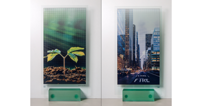 Potisk skla s vizuálním efektem Double Vision pro nadstandardní interiérové, komerční vybavení