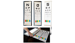 Závěsná optotypová tabule s osvětlením i bez - pro snadné vyšetření ostrosti zraku