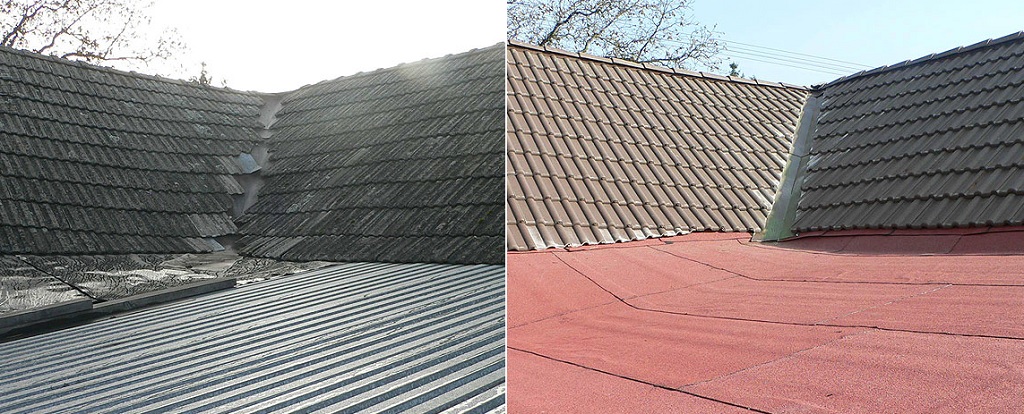 rekonstrukce střech - před a po
