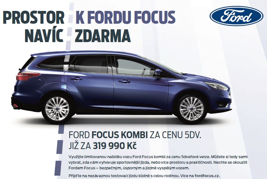 Prostorný Ford Focus Kombi za skvělou cenu - více prostoru a bezpečí pro celou rodinu