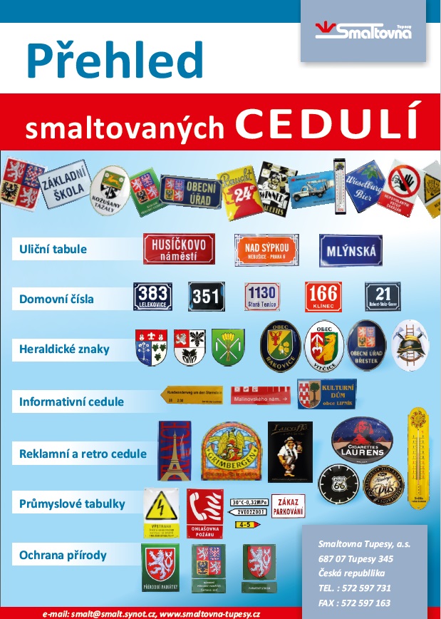 Originálne smaltované tabule, štítky Česká republika - domové čísla, označenie budov, strojov, erby miest