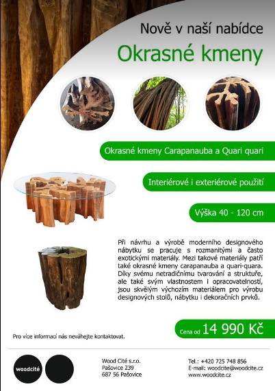 Zierstämme Carapanauba, Quari quara für Innenräumen und für Möbelproduktion in der Tschechischen Republik