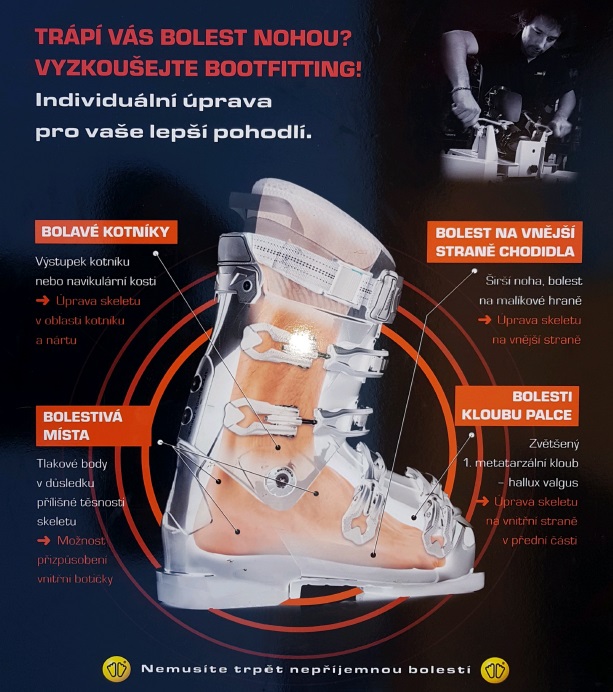 Tvarování lyžařské obuvi, úprava vnitřních stélek - bootfitting