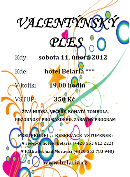 Valentýnský ples, valentýn, hotel Belaria, zábavný večer Opava