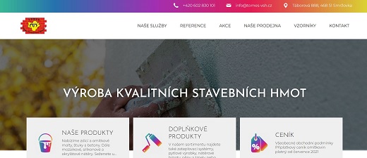 Představujeme Vám - nové webové stránky předního výrobce stavebních materiálů - Tomeš VSH s.r.o.
