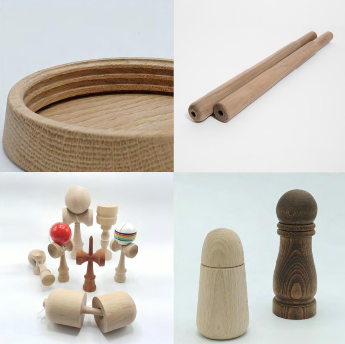 Dřevěné komponenty a soustružené díly, výroba z masivního dřeva