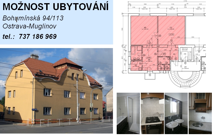 Pronájem ubytování Ostrava centrum, byt 3+1, 2+1