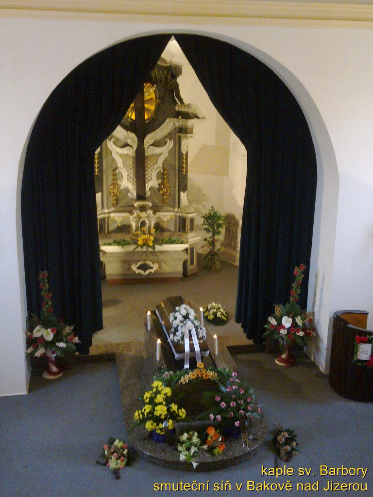 Pohřební služba kremace Bakov nad Jizerou smuteční obřad síň.