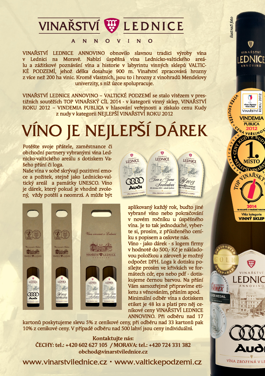 VINAŘSTVÍ CHATEAU LEDNICE a.s. - Víno jako dárek, víno s vaším logem na etiketě, firemní víno, firemní akce.