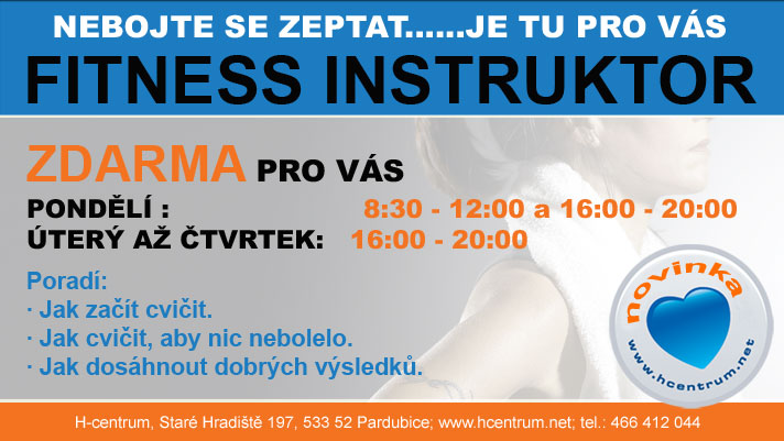 Fitness instruktor zdarma  - sportovní a relaxační centrum pro zdraví a kondici Pardubice