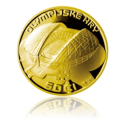 Stříbrná pozlacená medaile ZOH Soči 2014 proof