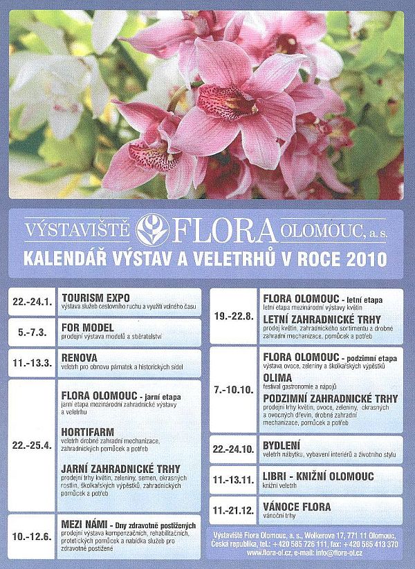 Výstaviště Flora - kalendář výstav 2010
