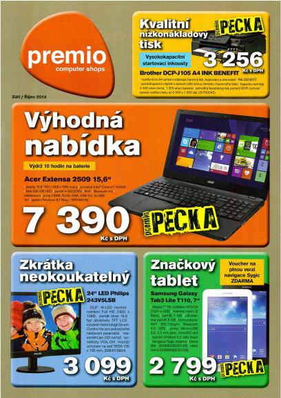 Akční leták Premio Opava-Notebooky, tablety, stolní počítače