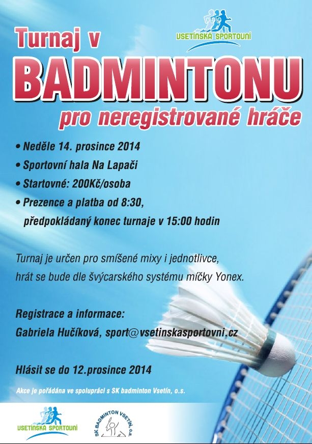 Turnaj v badmintonu pro smíšené mixy i jednotlivce, Vsetín