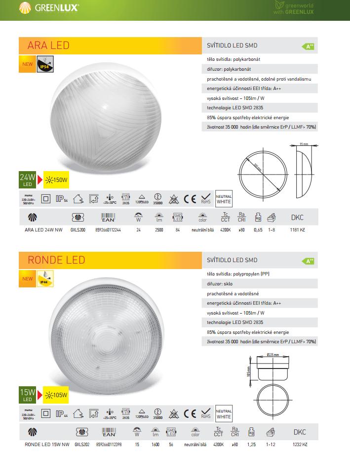 Polykarbonátové svítidlo LED SMD, prachotěsné, vodotěsné, do sklepů a chodeb