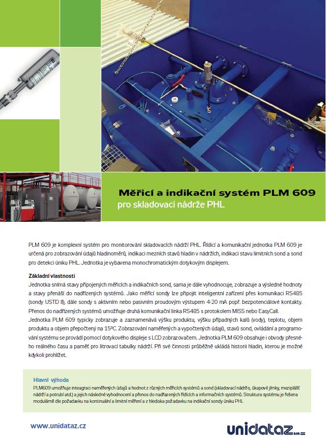 Řídicí jednotka PLM609 - kontinuální měření stavu PHM ve skladovacích nádržích