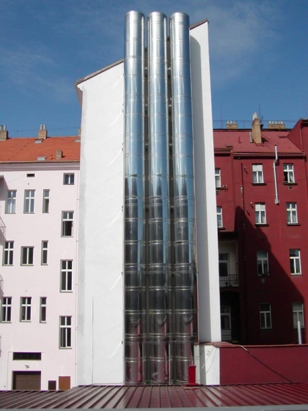 Steel chimneys Teplice - free-standing, facade attached chimneys or lining an existing chimney, the Czech Republic