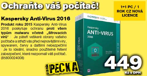 Kaspersky Anti-Virus, ochrání Váš počítač proti všem typům malwaru včetně virů, akční nabídka