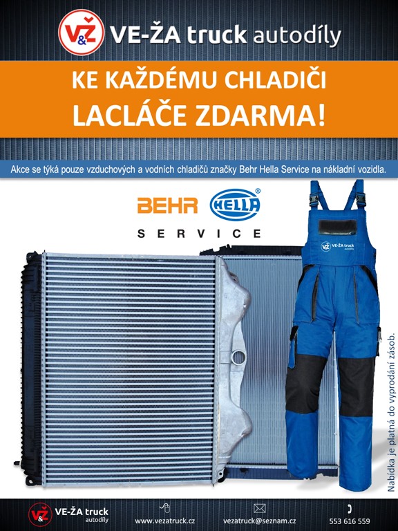 Vzduchové a vodní chladiče značky Behr Hella Service na nákladní vozidla