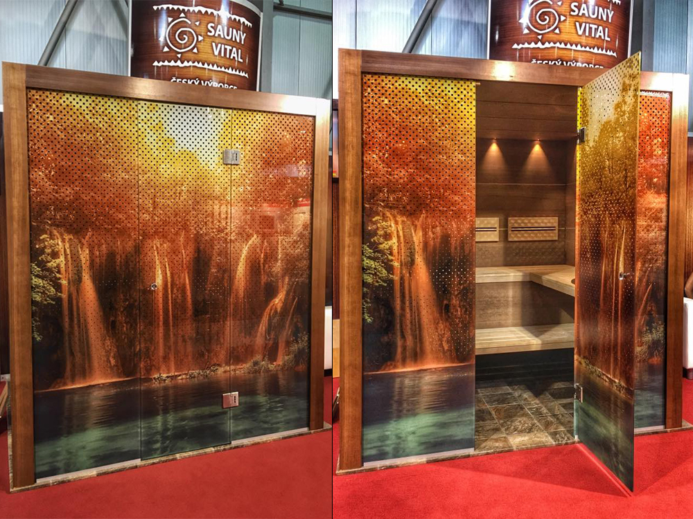skleněné dveře double vision effect pro Vital Sauny