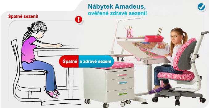 Dobré sedenie, ako by deti mali správne sedieť - zdravotné stoličky a stoly Amadeus pre deti, Česká republika
