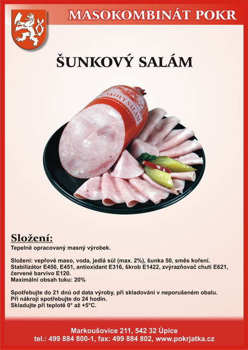 Masokombinát výroba maso masné výrobky klobásy šunka Trutnov