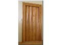 Dřevěné, koženkové shrnovací dveře Přeštice