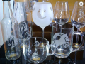 Pískování skla, nerezu - loga, textu na sklenice, krýgly, lahve s vínem