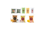 Snack - pražený popcorn, obalované oříšky, sušené maso jerky, prodej e-shop