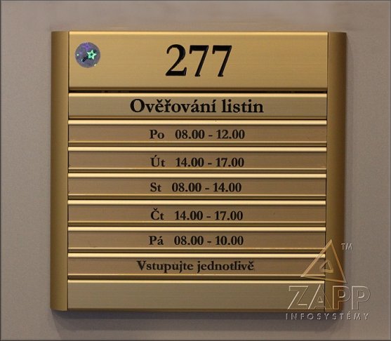 ZAPP INFOSYSTÉMY Praha nabízí informační tabule, orientační panely