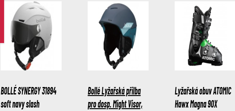Zimní helmy, lyžáky, vázání v e-shopu
