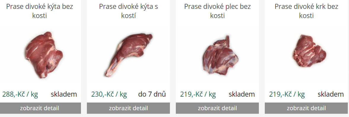 Prodej zvěřinového masa v e-shopu moravialov.cz