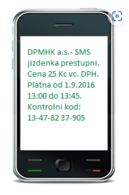 Vzor mobilní jízdenky přes SMS