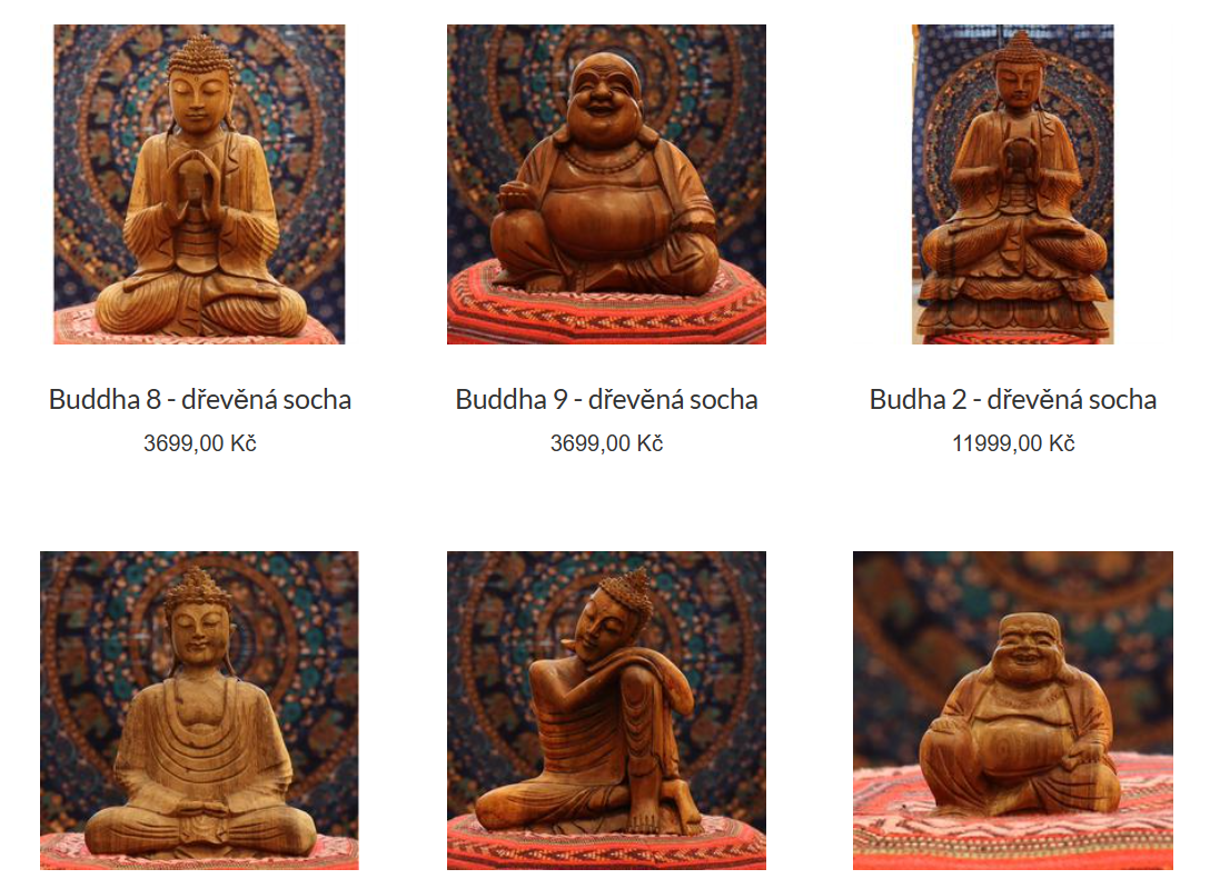Dřevěné sošky Buddha v e-shopu