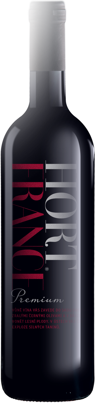 Tři řady červených vín Hort France - Nature, Selection, Premium