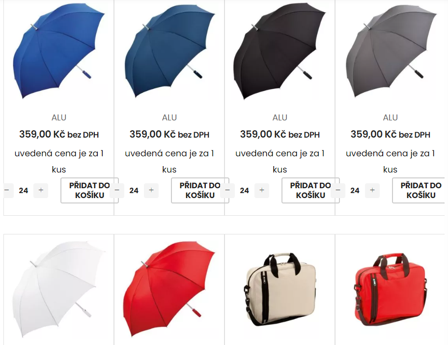 Reklamní deštníky, tašky, batohy Arei Praha