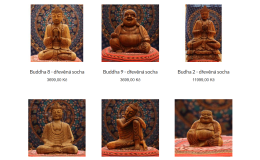 Dřevěné sošky Buddha v e-shopu