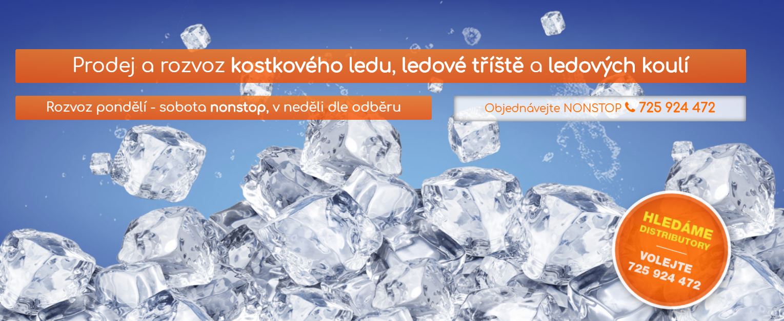 Prodej a dovoz ledu pro lokality Zlín, Brno, Kroměříž, Vyškov, Olomouc, Přerov, Olomouc a další