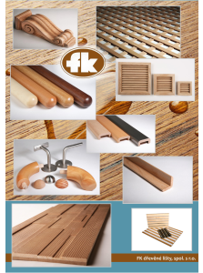 Obkladové a designové desky z masivního dřeva, schodišťový program madel a příslušenství k nim, větrací a ozdobné mřížky, dřevěné lišty, řezby, rámy a další nábytkové příslušenství ze dřeva