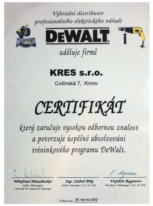 Výhradní distributor profesionálního elektrického nářadí DeWalt