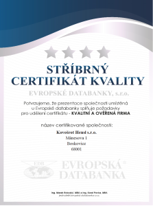 Certifikát kvality firmy