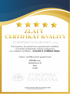 Certifikát kvality firmy