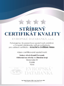 Certifikát kvality firmy